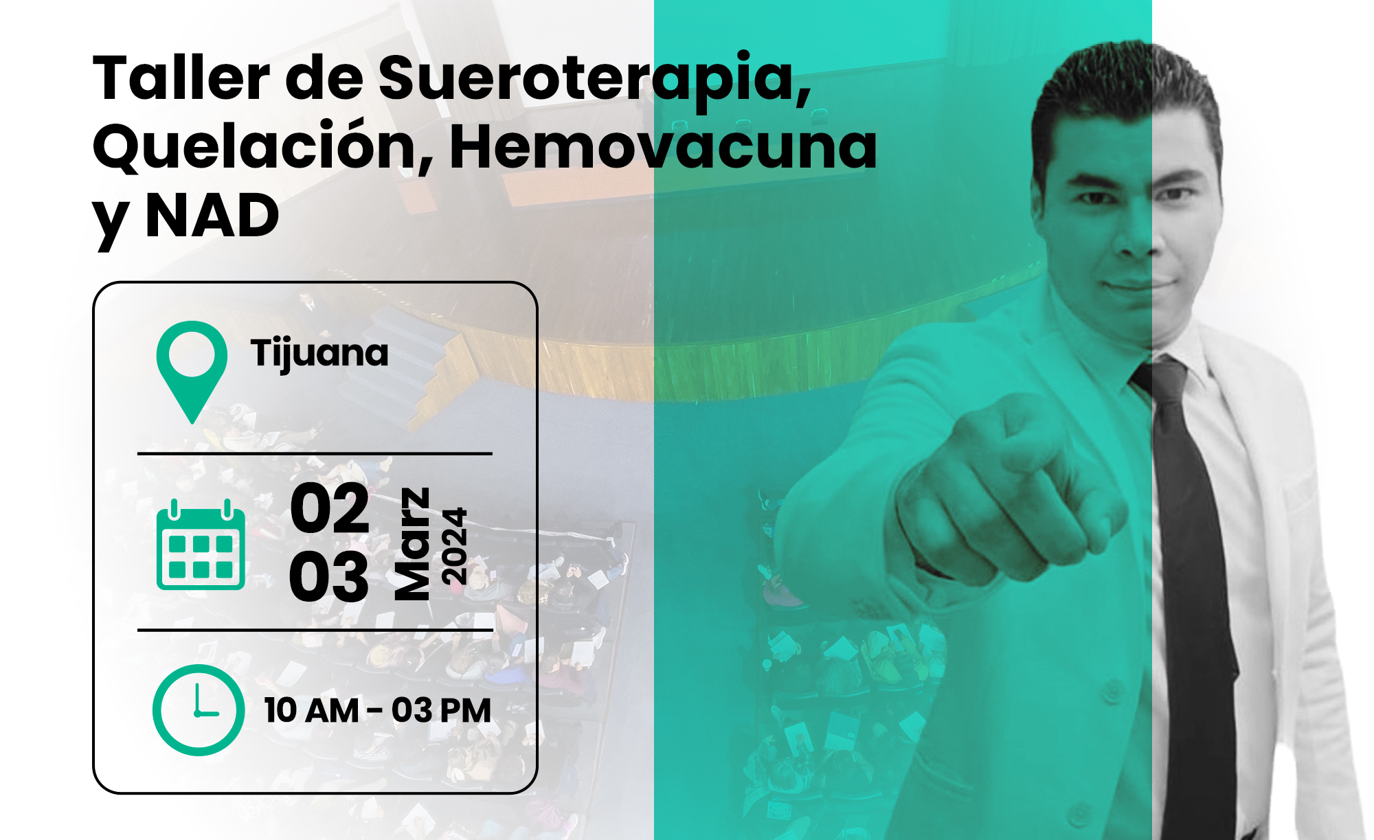 Taller de Sueroterapia, Quelación, Hemovacuna y NAD